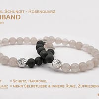 Schungit – Rosenquarz Armband mit Lebensbaum