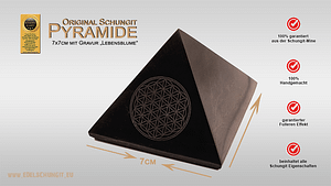 Schungit-Pyramide 7cm mit Lebensbaum Gravur