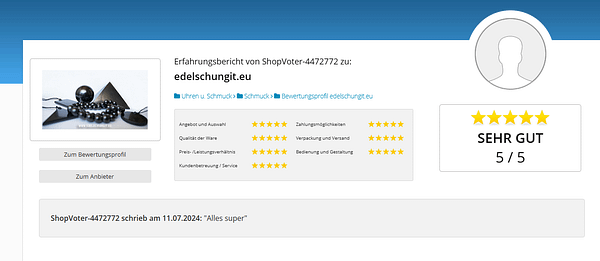 bewertung edelschungit.eu shop